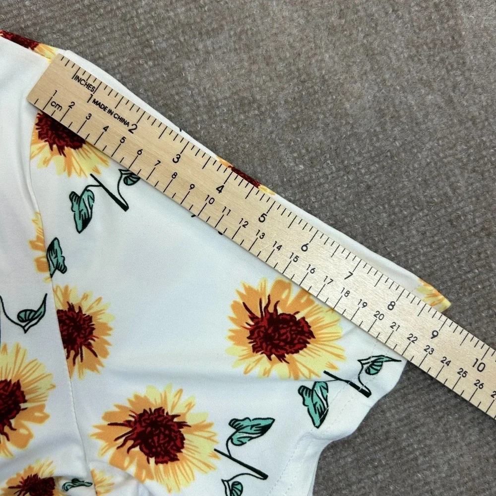 Molerani T Shirt Dress Women XL White Sunflower Print Stretch Round Neck Comfort